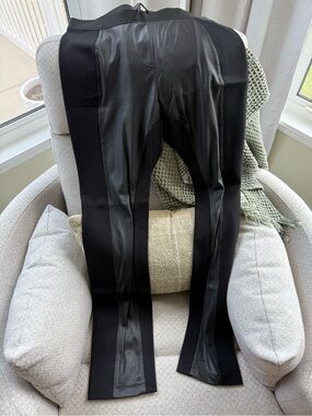 BCBGMaxAzria Black Faux Leather Paneled Leggings
